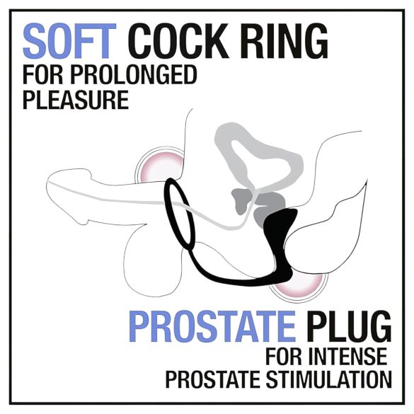 Anal Abenteuer Platin - Anal Dildo mit Penisring (Schwarz)