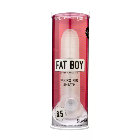 Perfect Fit - Fat Boy Micro Ribbed - Penishülle (17 cm, weiß)