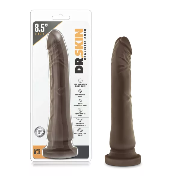 Dr. Skin 8,5 - naturgetreuer Dildo mit Saugnapf (braun, 20,5 cm)