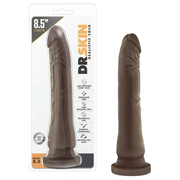 Dr. Skin 8,5 - naturgetreuer Dildo mit Saugnapf (braun, 20,5 cm)