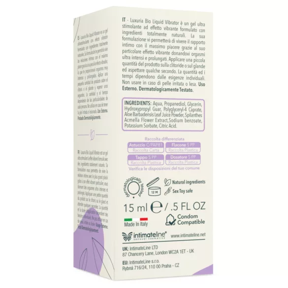 Intimateline Luxuria BIO - flüssiger Vibratorgel für Frauen (15 ml)