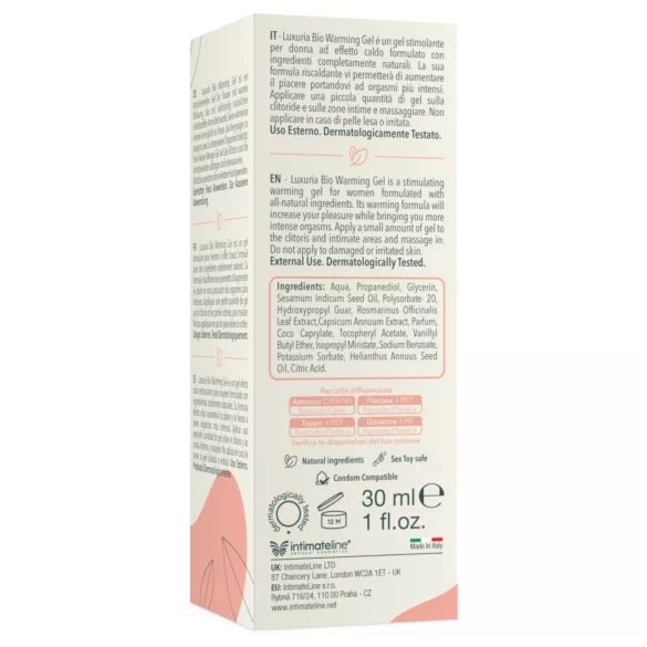 Intimateline Luxuria BIO - wärmendes Stimulationsgel für Frauen (30 ml)