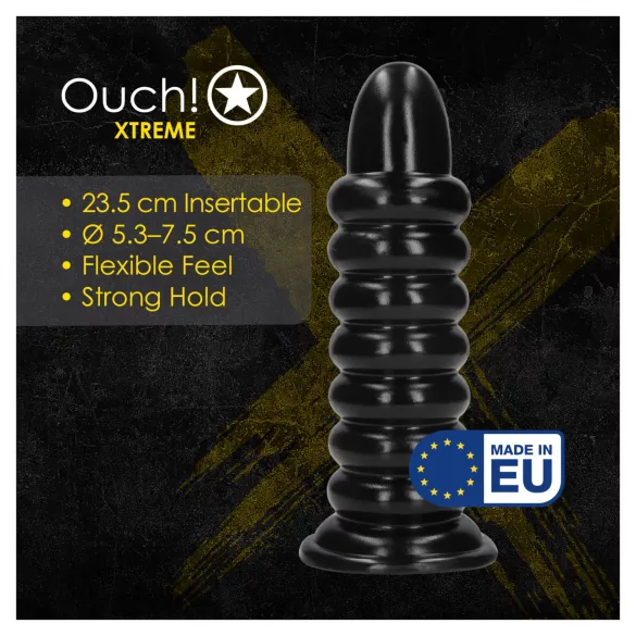 Autsch! Spiral Force - gedrehter Analplug (schwarz) - 23,5 cm