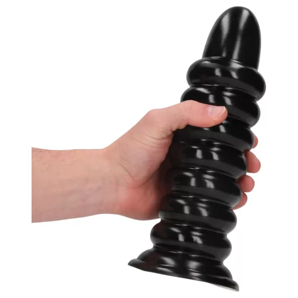 Autsch! Spiral Force - gedrehter Analplug (schwarz) - 23,5 cm