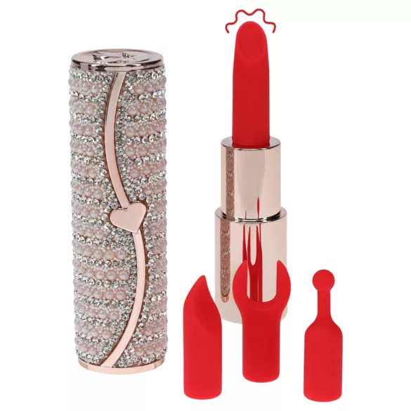 Loveline Candy - Lippenstift-Vibrator mit 4 Aufsätzen (rosa)