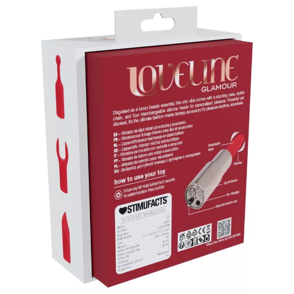 Loveline Candy - Lippenstift-Vibrator mit 4 Aufsätzen (rosa)