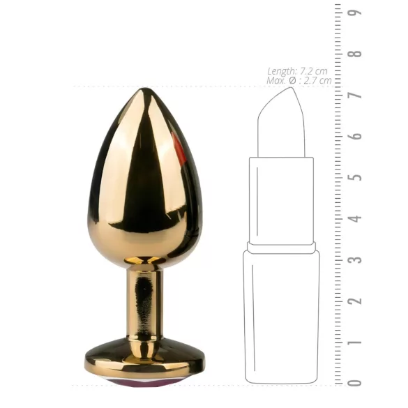 EasyToys Metal No.1 - Analplug in Kegelform mit lila Stein (gold, 2,5 cm)