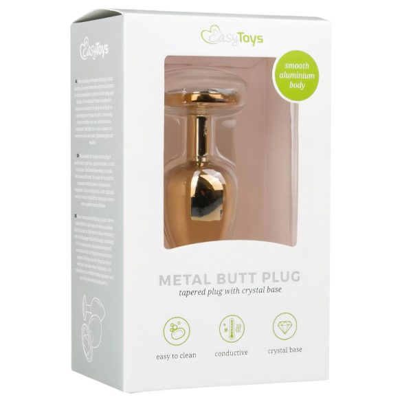 Easytoys Metal No.1 - Analplug in Kegelform mit weißem Stein - gold (2,5 cm)