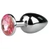 EasyToys Metal No.1 - Anal Plug in Kegelform mit rosa Stein (Silber, 2,7 cm)