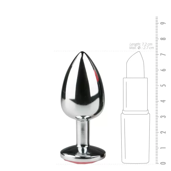 EasyToys Metal No.1 - Anal Plug in Kegelform mit rosa Stein (Silber, 2,7 cm)