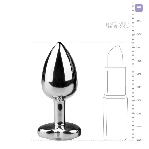 Easytoys Metall No.2 - Analplug mit Herzstein (Silber-Weiß)