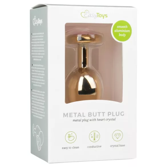 Easytoys Metal No.7 - rosa Stein, Kegel-Analplug - gold (3cm)