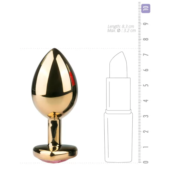 Easytoys Metal No.7 - rosa Stein, Kegel-Analplug - gold (3cm)