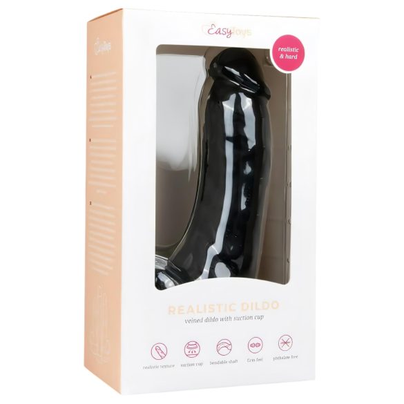 Easytoys - Saugnapf-Dildo mit Hoden (20cm) - schwarz