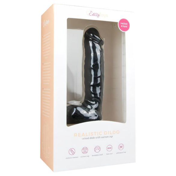 Easytoys - Saugnapf-Dildo mit Hoden (22,5cm) - schwarz