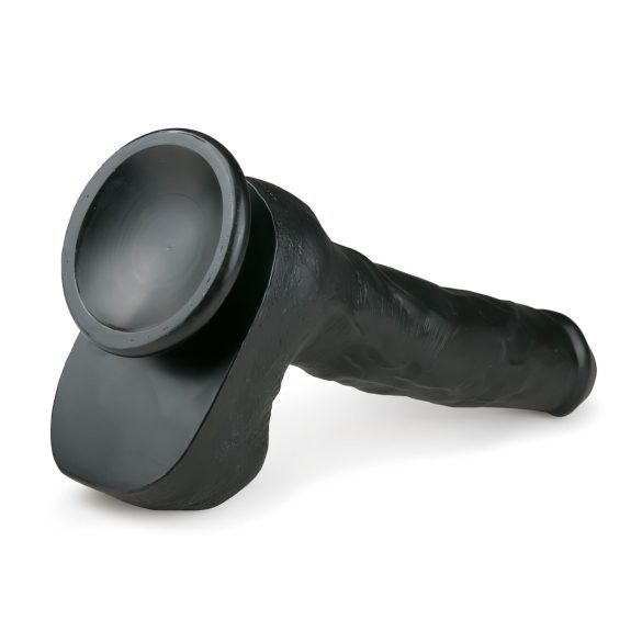 Easytoys - Saugnapf großer Dildo mit Hoden (29,5cm) - schwarz