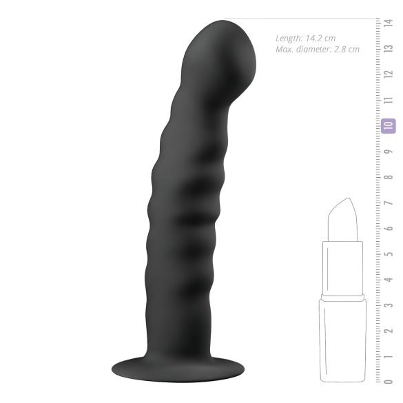 Easytoys Ribbed - Saugfuß Analdildo (14cm) - schwarz