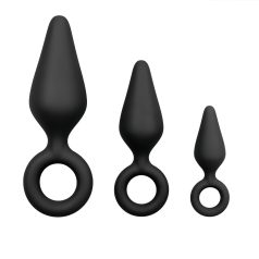 Easytoys - Analschlaufen-Plug-Set - 3 Stück (schwarz)