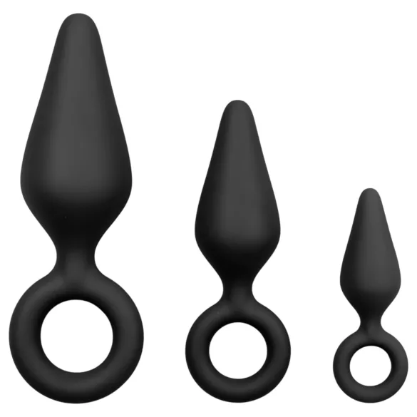 Easytoys - Analschlaufen-Plug-Set - 3 Stück (schwarz)