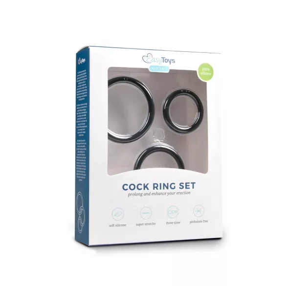 Easytoys - Silikon Penisring Set - 3-teilig (schwarz)