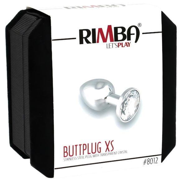 Rimba XS - Transparenter Stein, Metall Analplug (Silber)