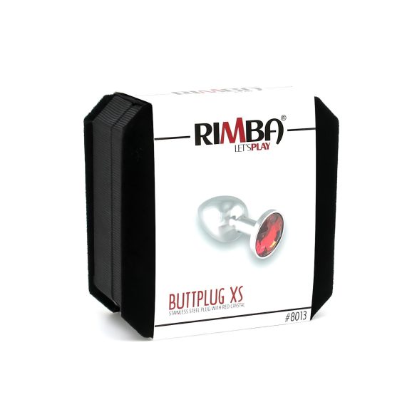 Rimba XS - Metall Anusplug mit rotem Kristall (silber)