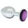 Rimba XS - Metall-Butt Plug (Silber) mit lilafarbenem Stein