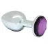 Rimba XS - Metall-Butt Plug (Silber) mit lilafarbenem Stein