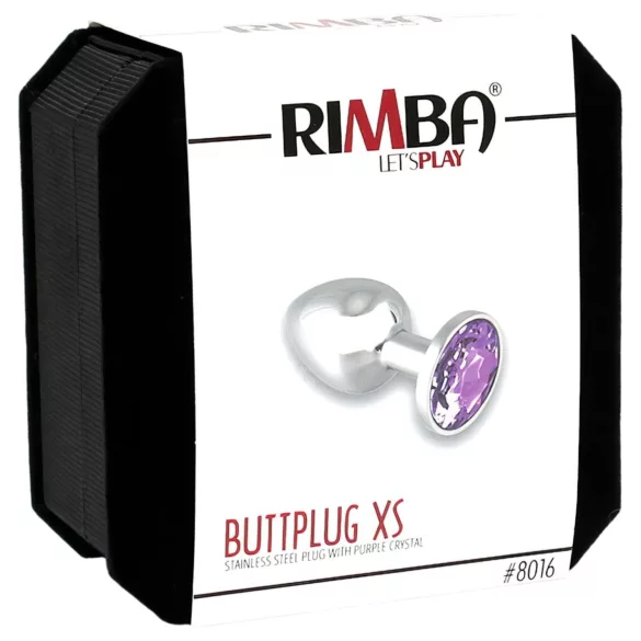 Rimba XS - Metall-Butt Plug (Silber) mit lilafarbenem Stein