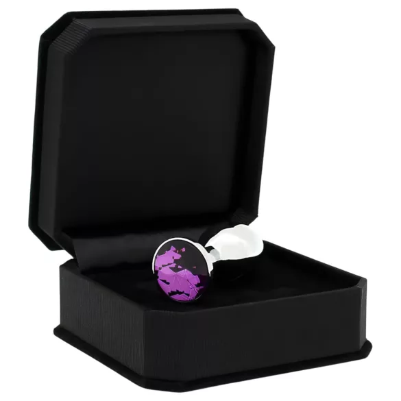 Rimba XS - Metall-Butt Plug (Silber) mit lilafarbenem Stein