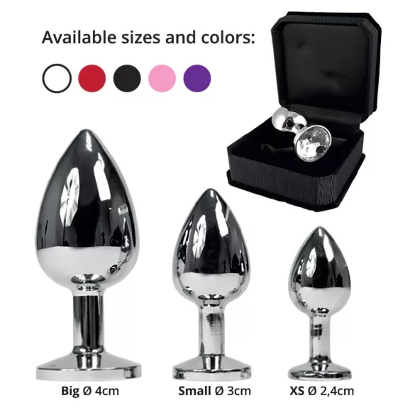 Rimba XS - Metall-Butt Plug (Silber) mit lilafarbenem Stein