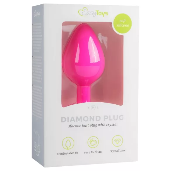 Easytoys Diamond - Analdildo mit weißem Stein (mittel) - pink