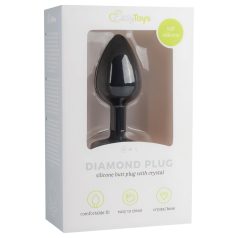   Easytoys Diamond - Schwarzer Analplug mit weißen Steinen (klein)