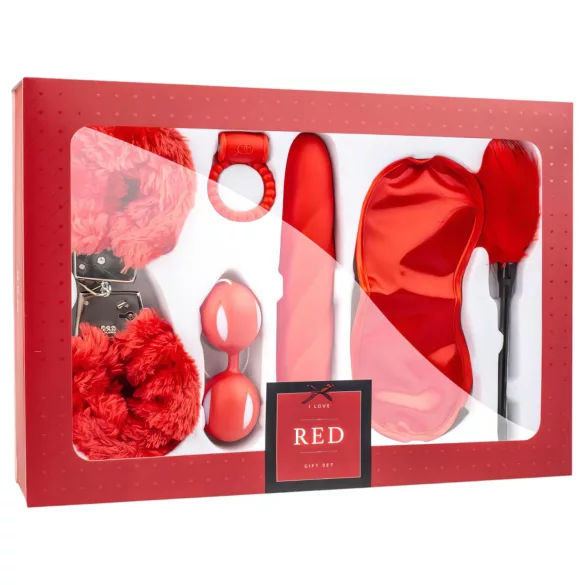 LoveBoxxx I love Red - Vibratorisches Fesselset (6-teilig) - Rot