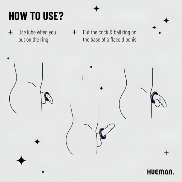 Hueman Saturn - Akku Penisring vibrierend & wasserdicht (Lila)