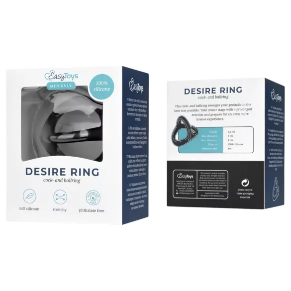 Easytoys Desire Ring - elastischer Penis- und Hodenring (schwarz)