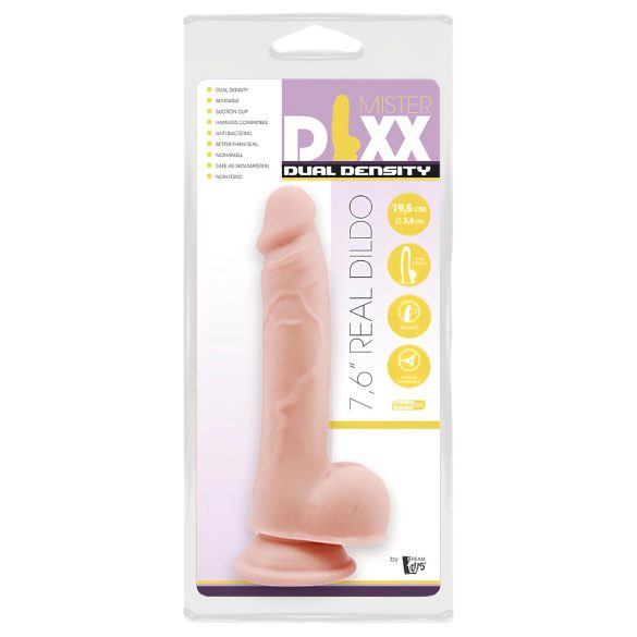 Mr. Dixx 7.6 - Saugnapf-Dildo mit Hoden - natur (19,5 cm)