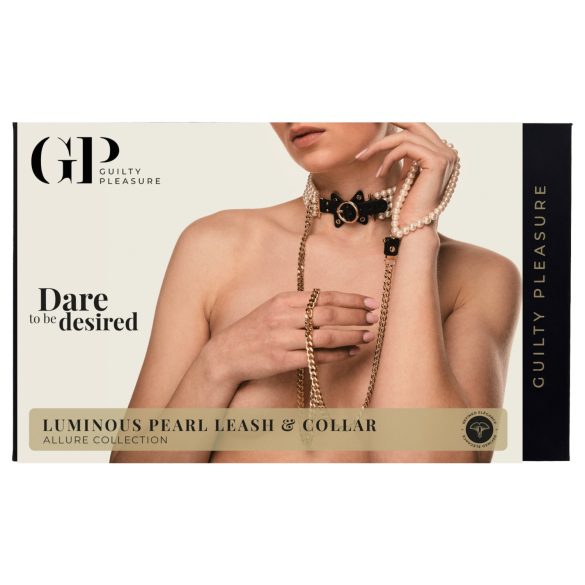 Allure - Perlenhalsband mit Leine (schwarz)