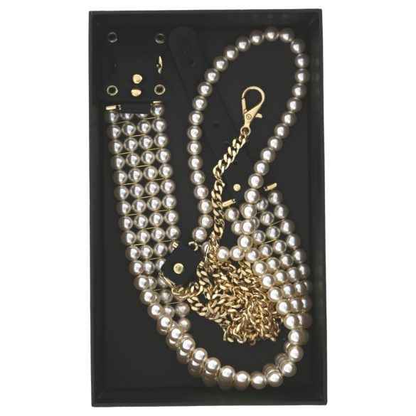 Allure - Perlenhalsband mit Leine (schwarz)