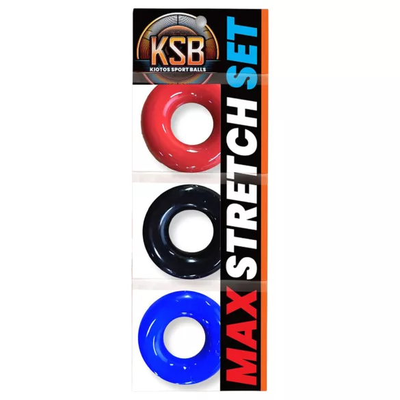 Kiotos Max-Stretch - dehnbares Penisring-Set (schwarz/rot/blau)