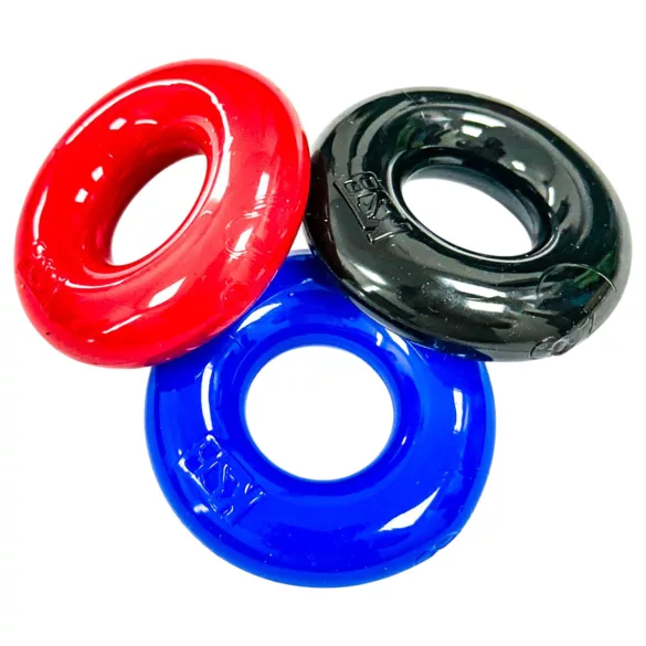 Kiotos Max-Stretch - dehnbares Penisring-Set (schwarz/rot/blau)