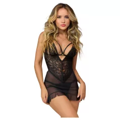   Zôf Eve - transparenter Spitzen-Babydoll mit Tanga (schwarz)