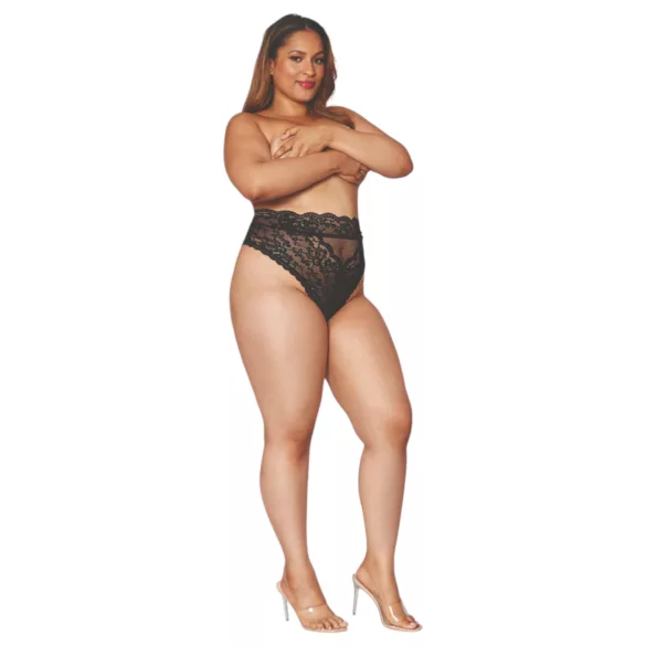 Dreamgirls - Hohe Taille, Spitzen-Slip (schwarz) - 2XL