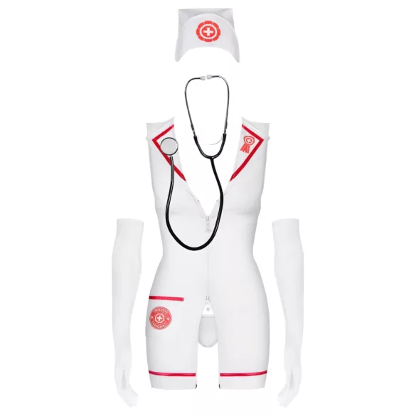Obsessive Emergency - Krankenschwester-Outfit - Weiß (S/M)