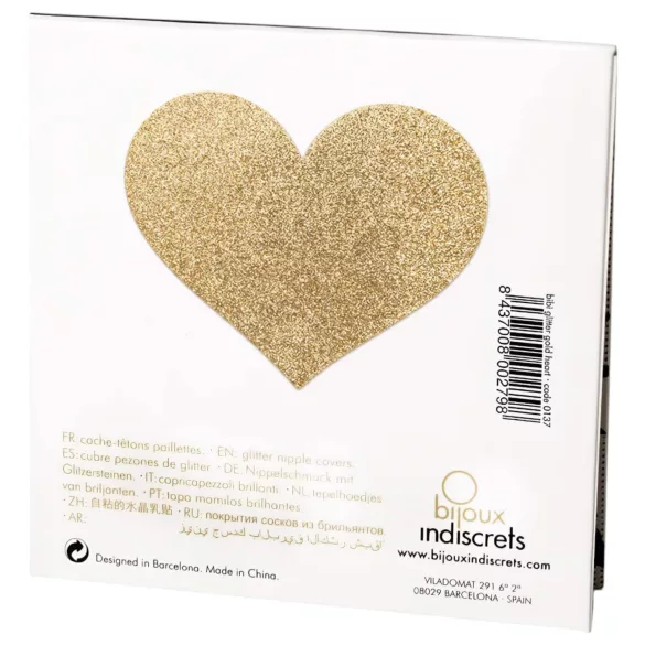 Bijoux Indiscrets Flash - glitzernde Herz-Brustwarzenaufkleber (gold)