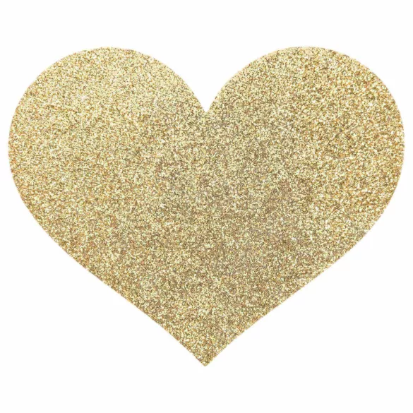 Bijoux Indiscrets Flash - glitzernde Herz-Brustwarzenaufkleber (gold)