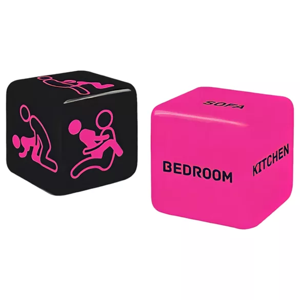 Sex-Würfel mit Türhänger Set (schwarz-pink)