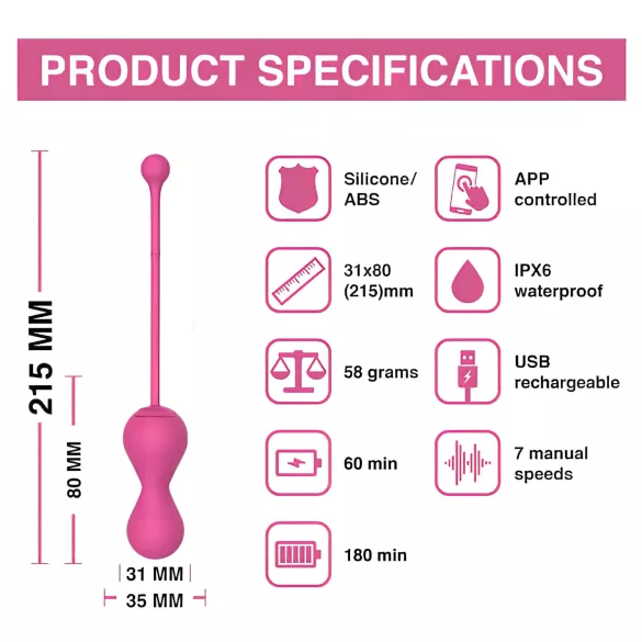 Magic Motion Kegel Master - App-gesteuerte vibrierende Liebeskugel (Pink)