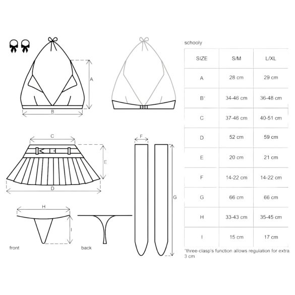 Obsessive Schooly - Schulmädchen-Kostümset (6-teilig) - L/XL