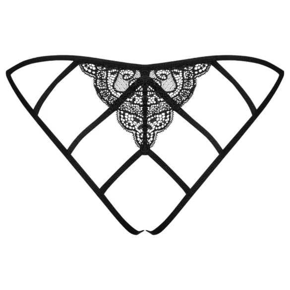 Obsessive Miamor - Netzoffener Spitzen-Slip (Schwarz)